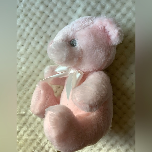 FIRST & MAIN Pink Pastel Pal Plush Bear Rattle Stuffed Animal Embroidered Eyes - Picture 13 of 14